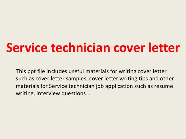service technician cover letter resume cover letter service