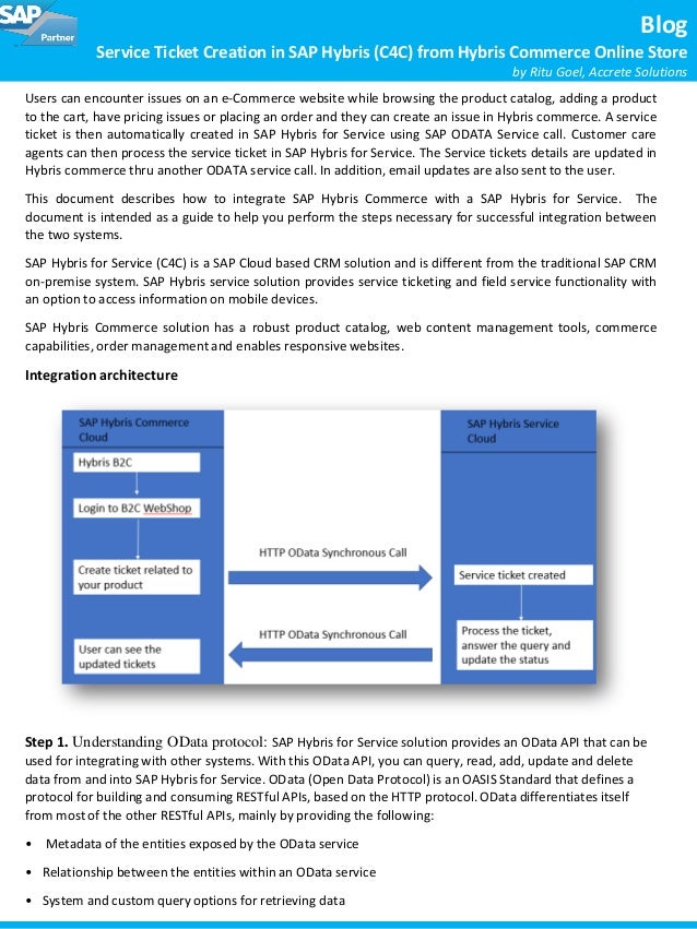 service ticket creation in sap hybris c4c from hybris commerce onli
