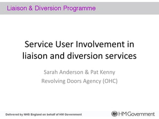 Service User Involvement in
liaison and diversion services
Sarah Anderson & Pat Kenny
Revolving Doors Agency (OHC)
 