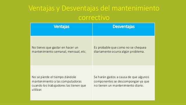 Servició de mantenimiento preventivo y correctivo