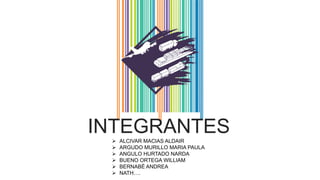 INTEGRANTES
 ALCIVAR MACIAS ALDAIR
 ARGUDO MURILLO MARIA PAULA
 ANGULO HURTADO NARDA
 BUENO ORTEGA WILLIAM
 BERNABÉ A...