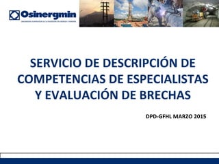 SERVICIO DE DESCRIPCIÓN DE
COMPETENCIAS DE ESPECIALISTAS
Y EVALUACIÓN DE BRECHAS
DPD-GFHL MARZO 2015
 