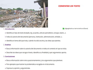 COMENTAR UN TEXTO
 