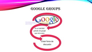 GOOGLE GROUPS
https://www.cs.utexas.edu
/users/ml/clamp/google_g
roups_icon.png
 