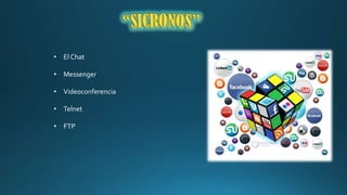 • El Chat
• Messenger
• Videoconferencia
• Telnet
• FTP

 