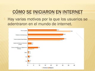  Hay varias motivos por la que los usuarios se
adentraron en el mundo de internet.
 