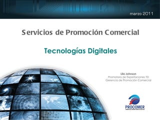Servicios de Promoción Comercial Tecnologías Digitales Lila Johnson Promotora de Exportaciones TD Gerencia de Promoción Comercial 