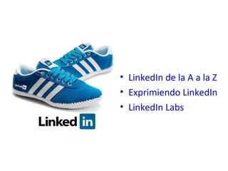 • LinkedIn de la A a la Z
• Exprimiendo LinkedIn
• LinkedIn Labs
 