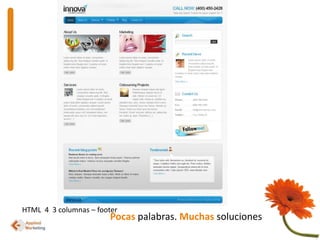 HTML  4  3 columnas – footerPocaspalabras. Muchas soluciones