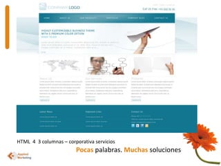 HTML  4  3 columnas – corporativa serviciosPocaspalabras. Muchas soluciones