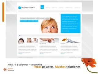HTML  4  3 columnas – corporativaPocaspalabras. Muchas soluciones