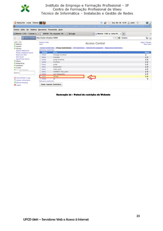 Ilustração 24 - Painel de restrições do Webmin




                                                                        23
UFCD 0841 – Servidores Web e Acesso á Internet
 