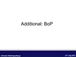 Additional: BoP
17
31st Aug 2016Arindum Mukhopadhyay
 