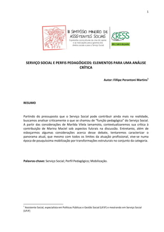 III Encontro Norte Mineiro de Serviço Social - Universidade