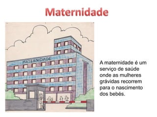 MaternidadeA maternidade é um serviço de saúde onde as mulheres grávidas recorrem para o nascimento dos bebés.