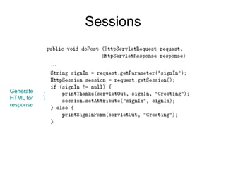 Sessions
…
Generate
HTML for
response
 