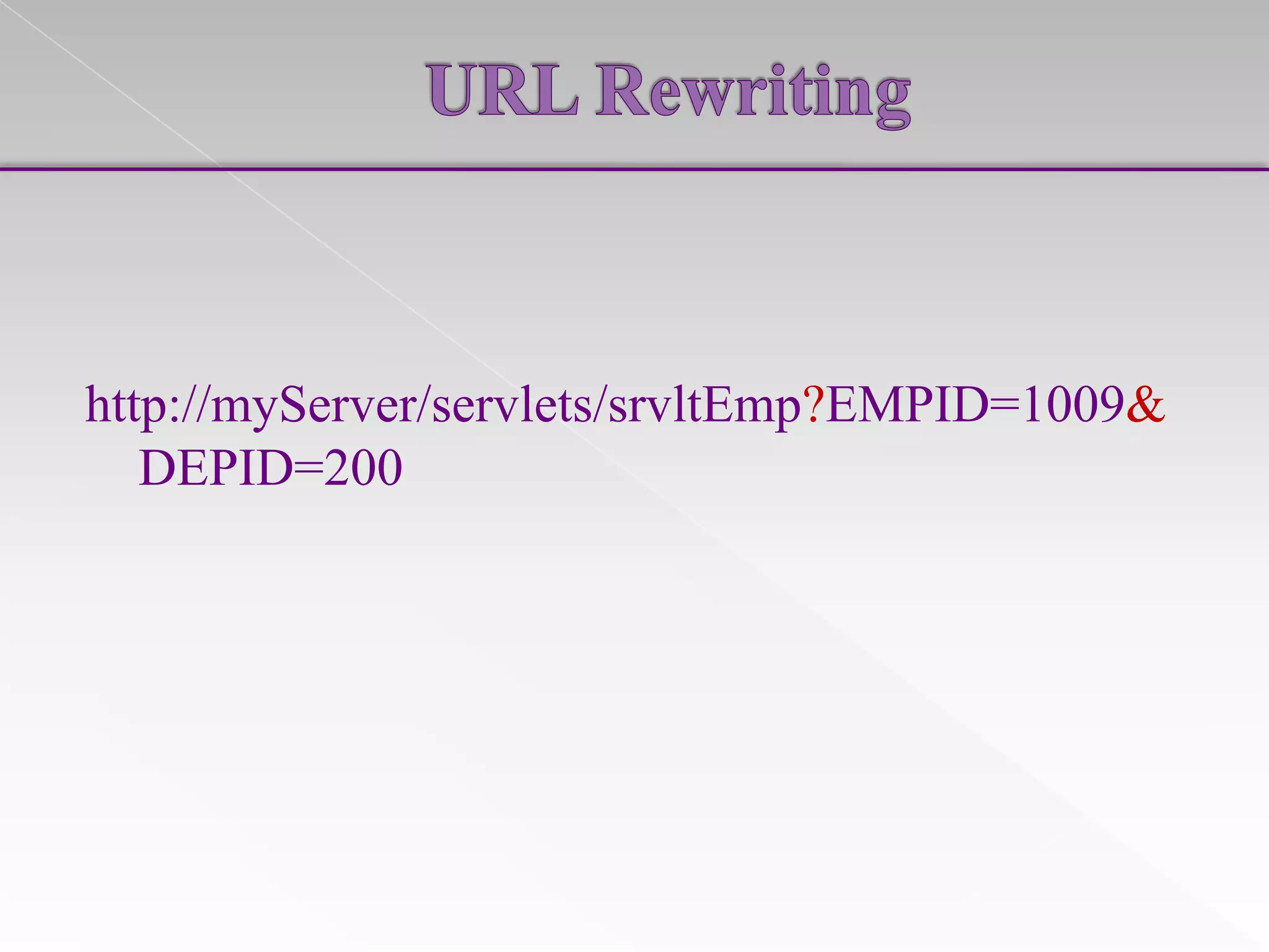 http://myServer/servlets/srvltEmp?EMPID=1009&
DEPID=200

 