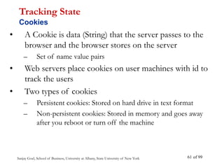 Sanjay Goel, School of Business, University at Albany, State University of New York of 99
61
• A Cookie is data (String) t...