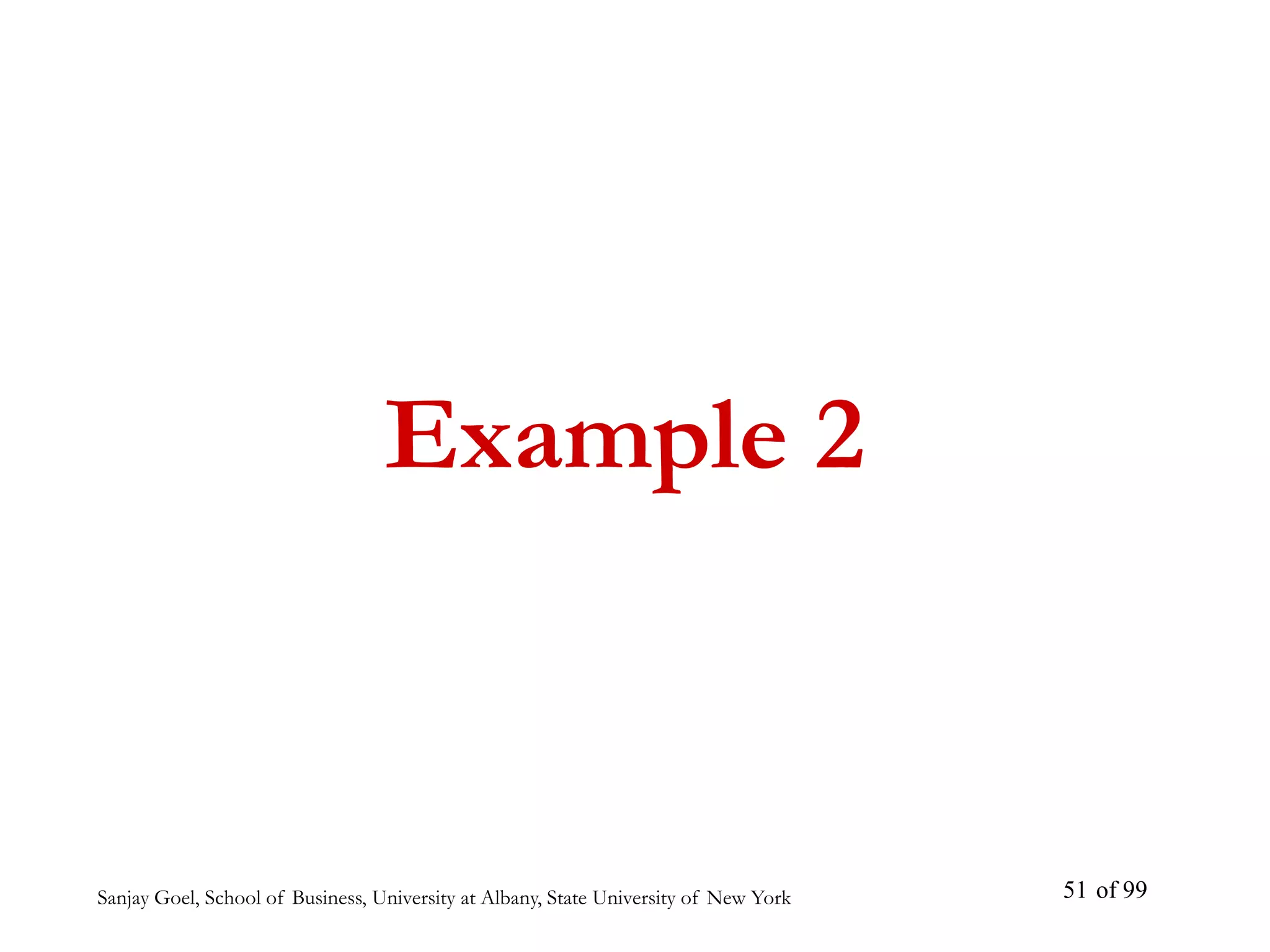 Sanjay Goel, School of Business, University at Albany, State University of New York of 99
51
Example 2
 