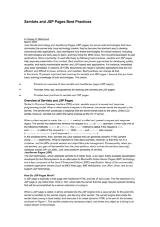 Servlets and jsp pages best practices | PDF image.