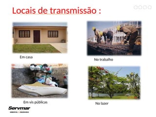 Locais de transmissão :
Em casa
No trabalho
Em vis públicas No lazer
 