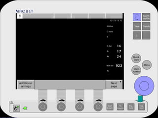 Additional settings Next page E C static PEEPtot Re 24 Ri 17 C dyn 16 Tc WOB tot 922 