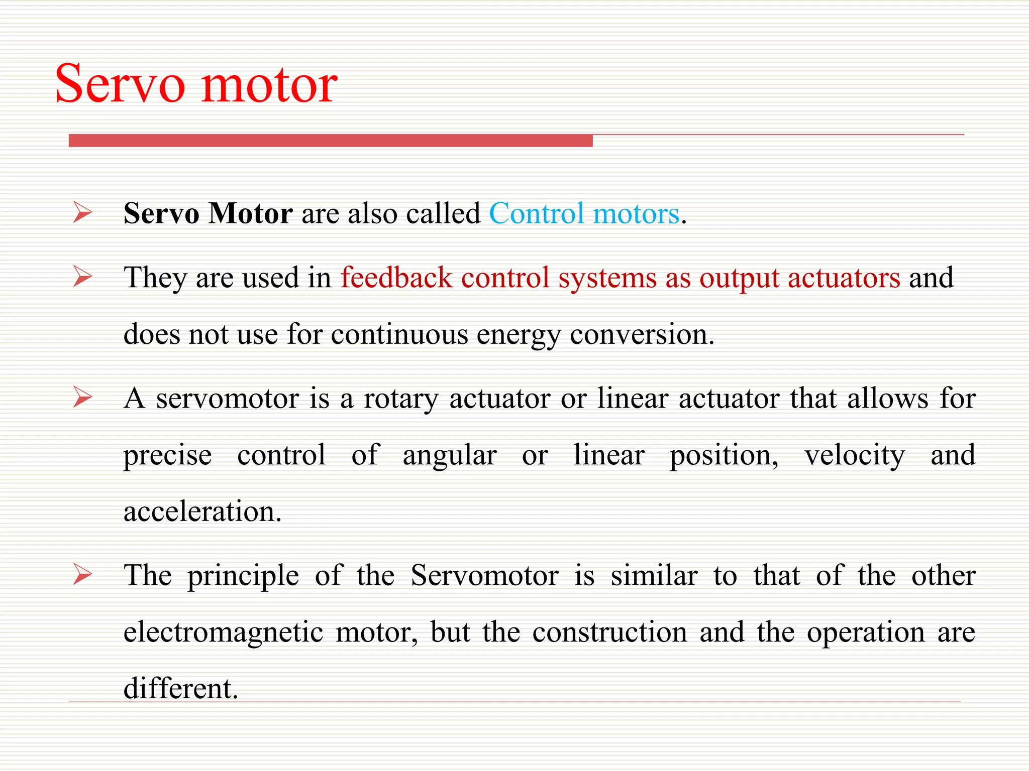 Servomotor | PPT | Robotics | Technology & Computing