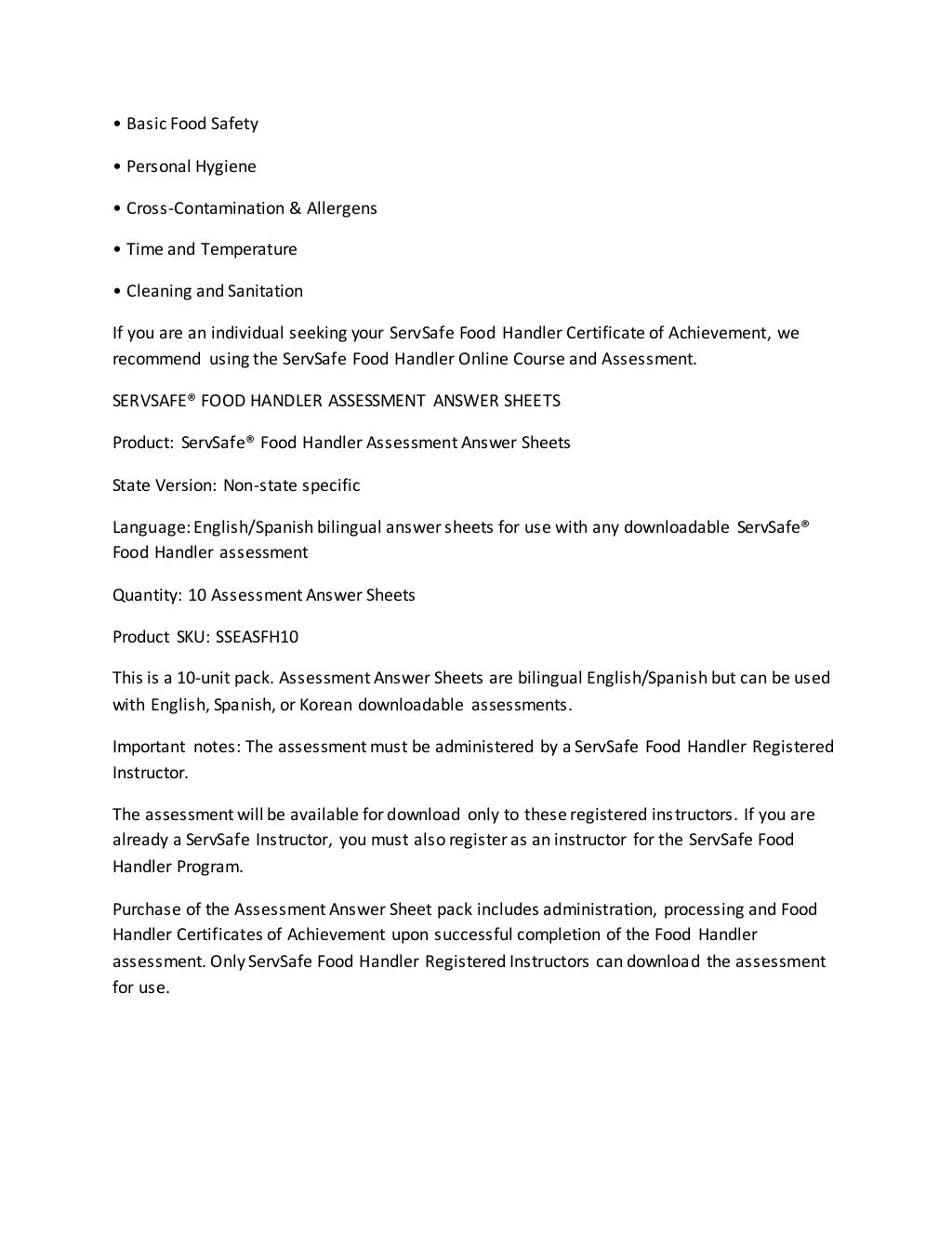 Servsafe food handler guide 6 th edition