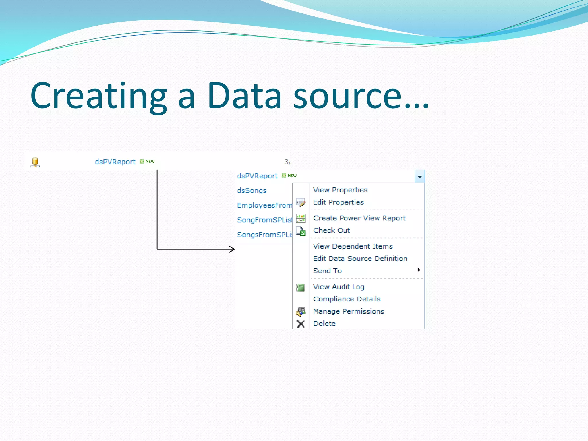 Creating a Data source… 