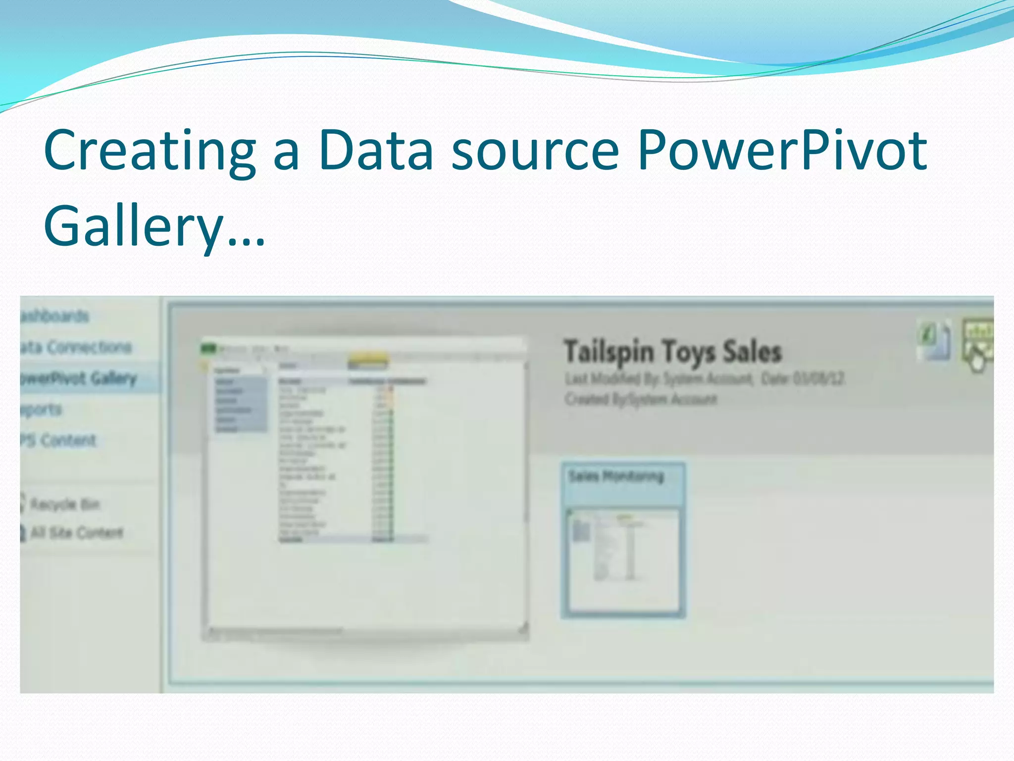 Creating a Data source PowerPivot Gallery… 