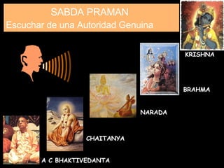 KRISHNA BRAHMA NARADA CHAITANYA MAHAPRABHU A C   BHAKTIVEDANTA  SWAMI Evam parampara praptam imam rajarsayo vidhuh SABDA PRAMAN  Escuchar de una Autoridad Genuina 