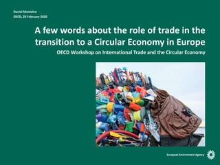 A few words about the role of trade in the
transition to a Circular Economy in Europe
OECD Workshop on International Trade and the Circular Economy
Daniel Montalvo
OECD, 26 February 2020
 