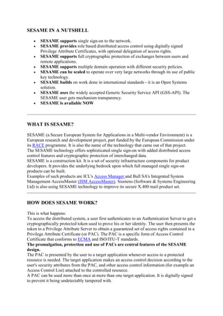 Sesame in a nutshell | DOCX