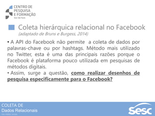COLETA DE
Dados
Relacionais
nas mídias sociais
Netvizz
COLETA DE
Dados Relacionais
nas mídias sociais
 