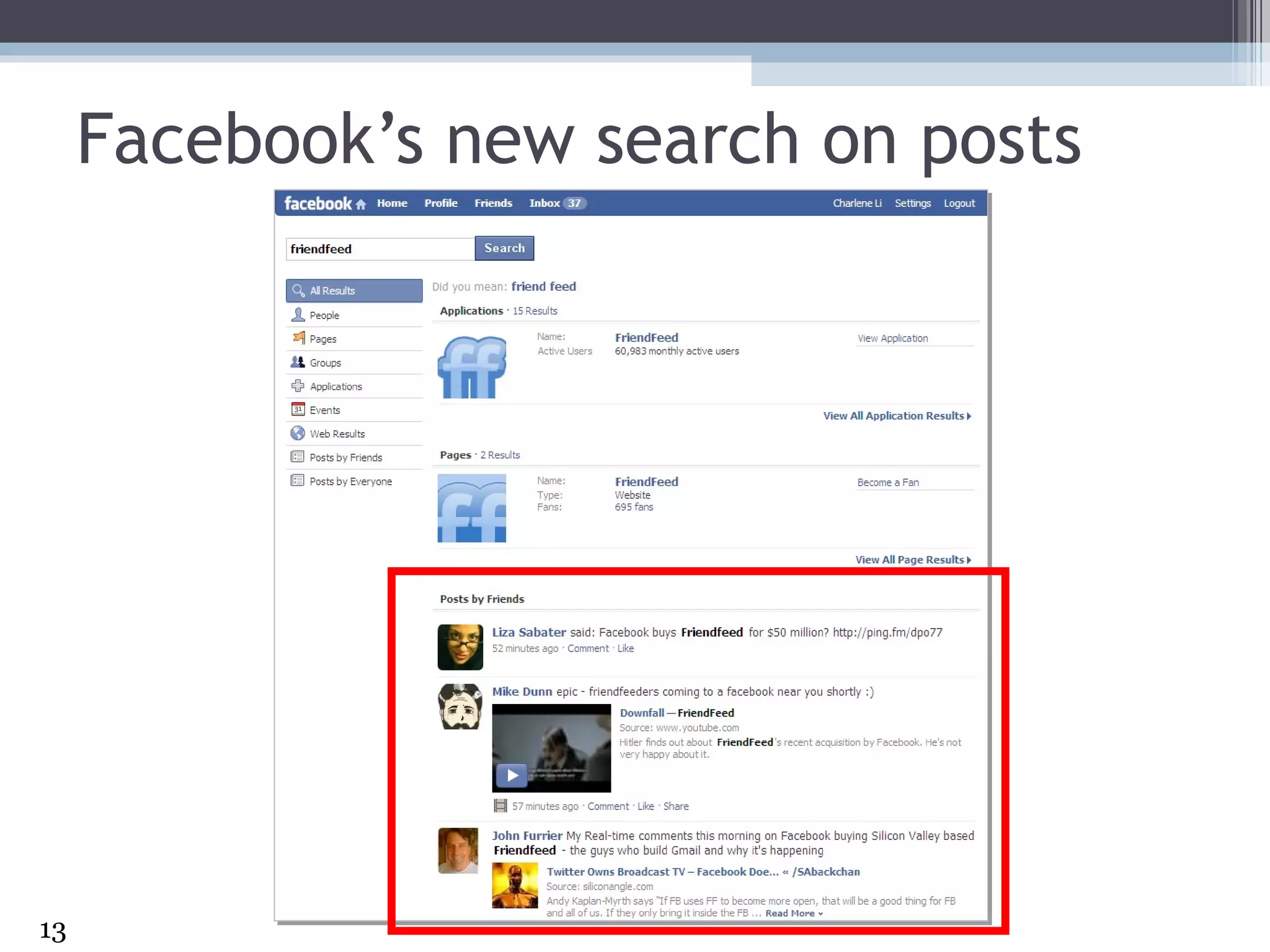Facebook’s new search on posts 