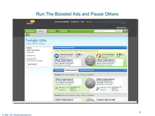 Run The Boosted Ads and Pause Others © 1998 - 2011 BryanEisenberg.com 8 