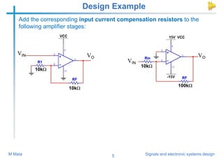 5 Signals and electronic systems design
M Mata
Design Example
Add the corresponding input current compensation resistors t...