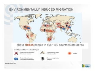 21
ENVIRONMENTALLY INDUCED MIGRATION
Source: WBGU 2007
about 1billion people in over 100 countries are at risk
 