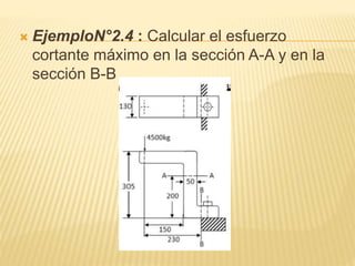  EjemploN°2.4 : Calcular el esfuerzo
cortante máximo en la sección A-A y en la
sección B-B
 