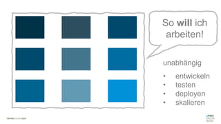 #WISSENTEILEN
So will ich
arbeiten!
unabhängig
• entwickeln
• testen
• deployen
• skalieren
 