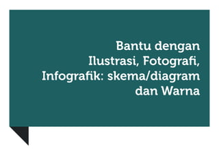 Bantu dengan
Ilustrasi, Fotografi,
Infografik: skema/diagram
dan Warna

 