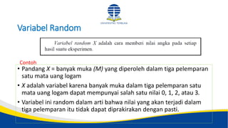 Variabel Random Distribusi Peluang Variabel Random Diskrit: Konsep dan Contoh Praktis | PDF
