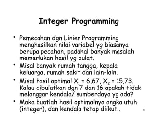 dasar dasar integer programming ilmu bagi anak RPL | PPTX