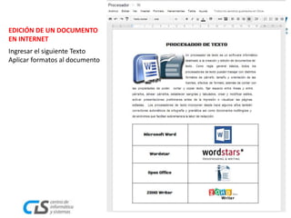 Julio Cesar Flores Neyra 7
EDICIÓN DE UN DOCUMENTO
EN INTERNET
Ingresar el siguiente Texto
Aplicar formatos al documento
 
