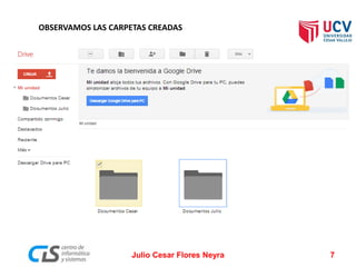 OBSERVAMOS LAS CARPETAS CREADAS
Julio Cesar Flores Neyra 7
 