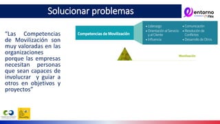 “Las Competencias
de Movilización son
muy valoradas en las
organizaciones
porque las empresas
necesitan personas
que sean capaces de
involucrar y guiar a
otros en objetivos y
proyectos”
Solucionar problemas
 