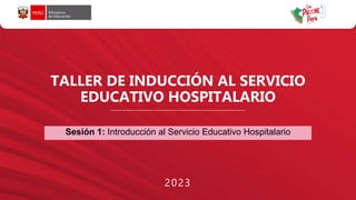 TALLER DE INDUCCIÓN AL SERVICIO
EDUCATIVO HOSPITALARIO
Sesión 1: Introducción al Servicio Educativo Hospitalario
2023
 