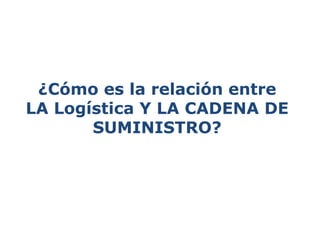 ¿Cómo es la relación entre LA Logística Y LA CADENA DE SUMINISTRO?  