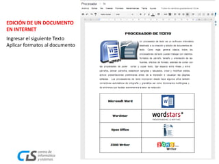 Julio Cesar Flores Neyra 8
EDICIÓN DE UN DOCUMENTO
EN INTERNET
Ingresar el siguiente Texto
Aplicar formatos al documento
 