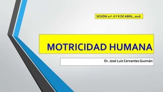 MOTRICIDAD HUMANA
Dr. José Luis Cervantes Guzmán
SESIÓN 11ª. 6Y 8 DE ABRIL, 2016
 